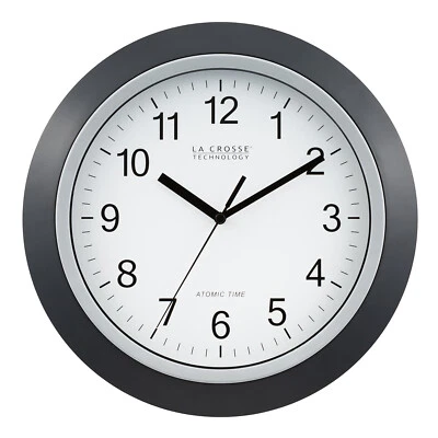 WT-3129B La Crosse Technology 12" Atomic Analog Wall Clock - Black Open Box - Image 1 of 4