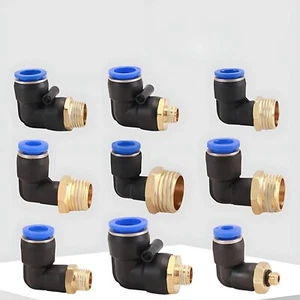 Male Swivel Elbow Pneumatic Push in Fittings BSPP Parallel Threads Metric 4-16mm - Picture 1 of 35