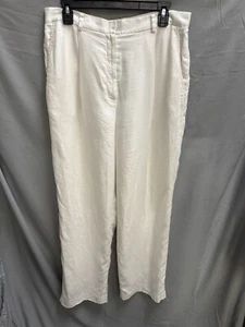 Lauren Ralph Lauren Damenhose weiß Leinen weites Bein hoher Bund Größe 14 *lesen - Bild 1 von 12