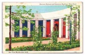 New York Weltausstellung Geschäftssysteme und Versicherung Rose Court 1939 Postkarte - Bild 1 von 2