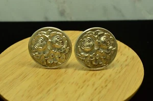 925 STERLING SILVER TEXTURED FLOWER DESIGN QUARTER SIZE CLIP ON EARRINGS #A5848 - Picture 1 of 4