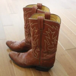 Tony Lama Western Cowboy Boots Tan Leather 6 Womens - Picture 1 of 9