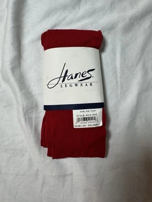 NOS Hanes Legwear Style 614/D45 Tights Size CD Color 41 Fine Rib Tight Red - Image 1 of 4