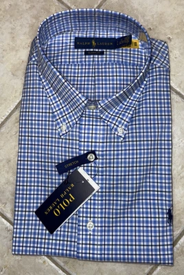 Ralph Lauren Classic Fit Long Sleeve Plaid Dress Shirt Mens L 17 34/35 Pony NWT - Image 1 of 4