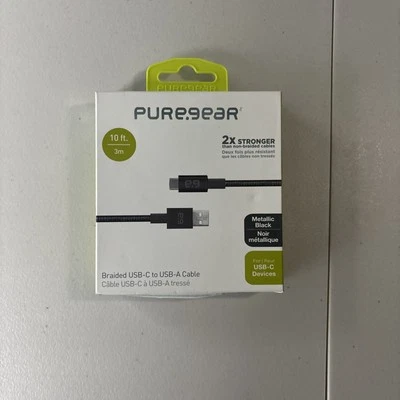 PureGear 10Ft Braided USB-C to USB-A Cable- Black - Image 1 of 4