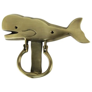 Llamador de puerta de cachalote de latón macizo para casa de playa/vida marina/decoración del hogar - Imagen 1 de 1