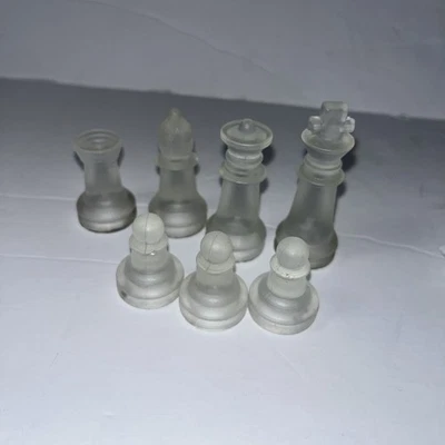 Frosted + Clear Glass Chess Replacement Pieces Lot of 16 From Limtd Ed. Set. 364 - Image 1 of 4
