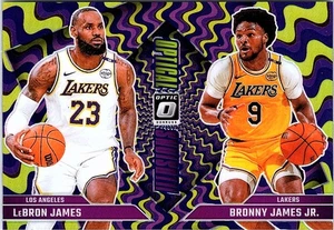 2024-25 Optic #2 Bronny James Jr./LeBron James Optical Illusions Purple Yellow - Bild 1 von 2