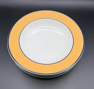 PAGNOSSIN Treviso Orange Rimmed Soup/Pasta Bowls w/Green or Blue Trim Choice - Picture 1 of 8