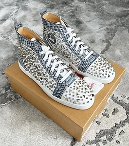 Auth Christian Louboutin Pik Pik Python Frozen Mens Sneaker US14.5 EU47.5 UK13.5 - Picture 1 of 10