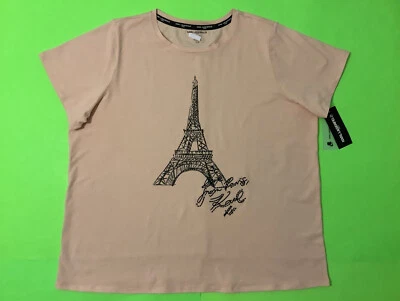 Camiseta para mujer KARL LAGERFELD Paris talla grande 3XL rubor con negro Foto 1 de 4
