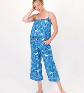NEU Damen Printfresh Print fresh Einhörner Cropped Hose Cami Pyjama Set XS 2-4 - Bild 1 von 1