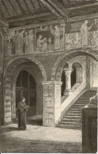 AK Beuron Donautal Treppenaufgang vor dem Refektorium Zeichnung Kuenstlerkarte - Bild 1 von 2