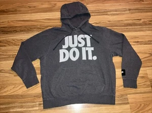 Nike Mens Y2K Large Hoodie Gray Just Do It Logo Hooded Sweatshirt Pullover - Bild 1 von 7