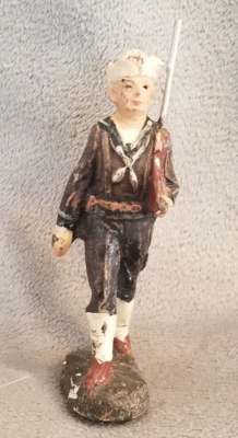 De colección 1930 Composición Elastolin Marinero Marina de los Estados Unidos con rifle, Hecho en Alemania Foto 1 de 4
