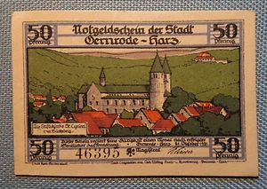 Notgeld 50 Pfennig Gernrode Harz Stiftskirche St. Cyriakus 21. Oktober 1921 - Bild 1 von 2