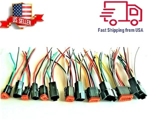 6" Assembled Black Deutsch 2,3,4,6,8,12 Pin,14 AWG waterproof connector wire - Picture 1 of 18