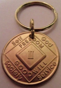 Narcotics Anonymous NA key tag 2 two year keyring medallion Clean - Picture 1 of 12