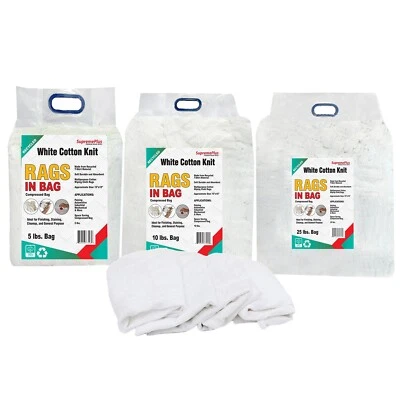 Camiseta malha reciclagem branca trapos de limpeza saco a granel óleo mancha graxa pintura e automático - Imagem 1 de 4