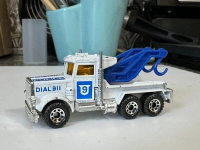 1981 Matchbox Peterbilt Police Wrecker Truck Macau 911 M9 Tow Truck Vintage - Image 1 of 4