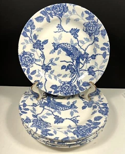 Juego de 6 Platos de Cena Queens KUJAKU 10.5 in Blanco Azul Faisán Pájaro - Bonito - Imagen 1 de 10