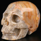 2.0" Crazy Lace Agate Carved Crystal Skull, Realistic, Crystal Healing