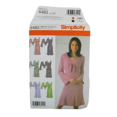 Simplicity 4483 Misses Dress Jacket Sewing Pattern Size 16-24 Uncut Flare Scoop - Image 1 of 4