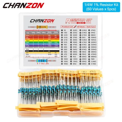 300x ✅ Widerstände SET Widerstand Sortiment BOX 0,25W ¼ Metallschicht Metallfilm - Bild 1 von 4