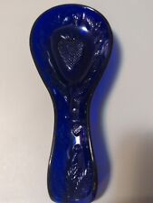 Miles Kimball Cobalt Blue Strawberry Spoon Rest Vintage Glass