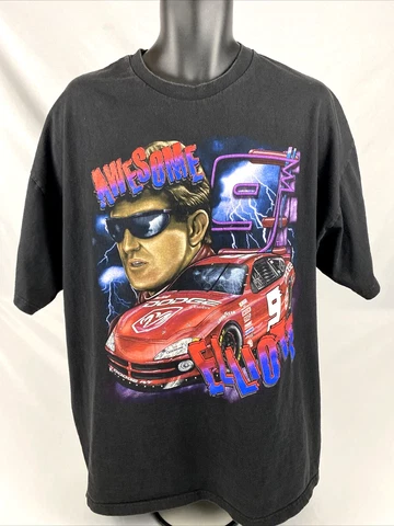 Vtg 2001 Awesome Bill Elliott #9 Lightning Double Sided T-Shirt NASCAR Sz XL Cover