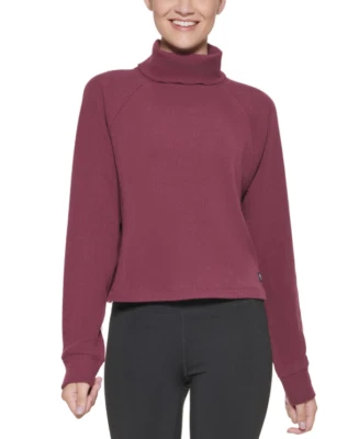 CALVIN KLEIN PERFORMANCE Ribbed Long-Sleeve Turtleneck Garnet PF1TO418 NWT $69 - Image 1 of 3