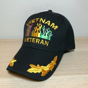 Vietnam Veteran with Flame Veteran Army Military Cap Hat - Picture 1 of 2