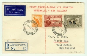 Australia 1940 April 29 To NewZealand Reg. Cover, First Trans-Tasman Air Service - Picture 1 of 2