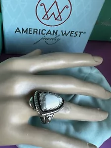 Neu C. Pollack American West Relios weißer Howlith Cabochon Ring Größe 9 HERGESTELLT IN USA - Bild 1 von 4