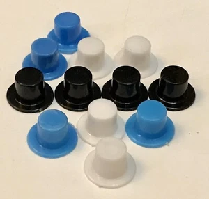 24-Mini 3/4” Plastic Black Top Hat-Putz Snowman-Craft-Fairy Garden-Doll Vtg Lot - Picture 1 of 12