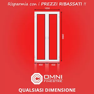PORTA FINESTRA in PVC su misuara Bianco L-1050 x 2000 mm CONSEGNA VELOCE - Foto 1 di 1