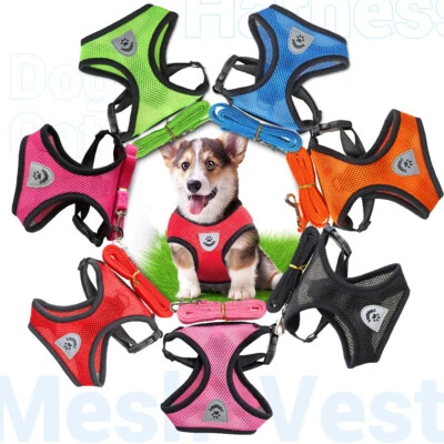 Pet Vest with Leash Mesh Padded Dog Cat Puppy Outdoor Harness Breathable S M L - Image 1 of 4