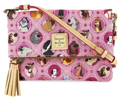 2018 Disney Dooney & Bourke Pink DOGS Shoulder Bag Foldover Crossbody Purse NWT - Image 1 of 4