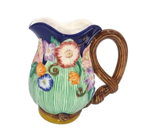 Fitz & Floyd Hand Painted Floral Pitcher Vibrant Colors Marked and Dated 1994 - Picture 1 of 12