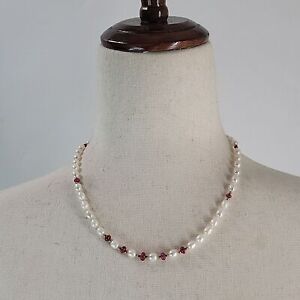 Handmade 14K Gold Pearl and Ruby  Necklace