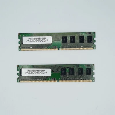 Micron 2GB 2 x 1GB PC2-6400U DDR2 Ram 800 Memory MT16HTF25664AY-800G1 - Image 1 of 2