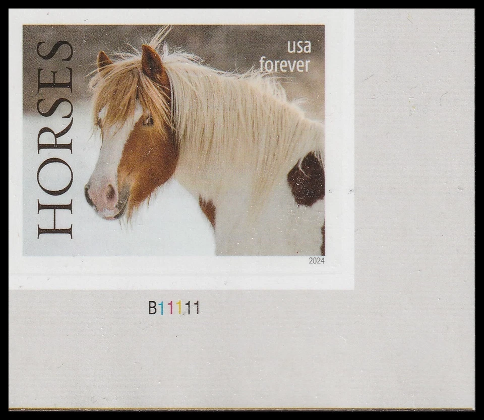 US 5891a Horses Brown Spots Facing Left imperf NDC plate single MNH 2024 - Image 1 of 1