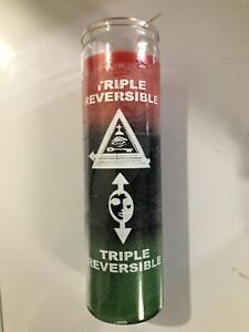 SPELL TRIPLE ACTION CANDLE 7 DAY BLACK,RED And Green VELA REVERSIBLE SUPERPODER
