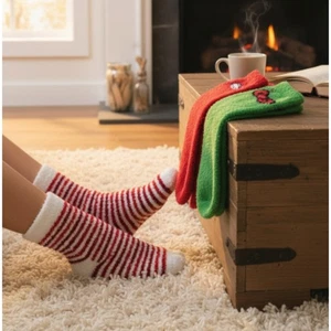 Hello Kitty Holiday Plush Crew Socks 3Pack Women's One Size NWOT - Picture 1 of 6