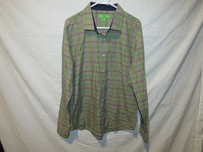 Camisa para hombre Bristol & Bull verde manga larga algodón a cuadros abotonada talla XL Foto 1 de 4