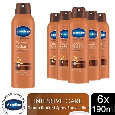 Vaseline Body Lotion Intensive Care Cocoa Radiant Spray Feuchtigkeitscreme 190ml, 6er Pack - Bild 1 von 4