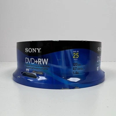 Sony DVD+RW 25 Pack Discs 4.7GB 120Min 1-4x New Sealed - Image 1 of 4