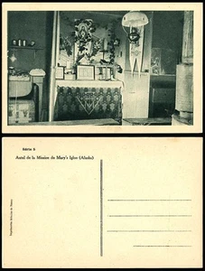Autel de la Mission, Mary's Igloo Interior, Alaska Eskimo Religious Old Postcard - Foto 1 di 1