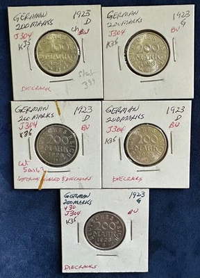 Alemania lote de 5 ch bu 1923-D 200 piezas marcos Foto 1 de 3
