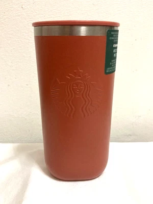 Vaso triangular de acero inoxidable reciclado de terracota Starbucks 2024 12 oz. *NUEVO CON ETIQUETAS* Foto 1 de 4